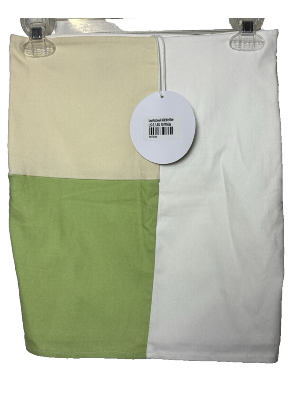 NWT Princess Polly Sarah Patchwork White Color Block Mini Skirt Women's Size 6